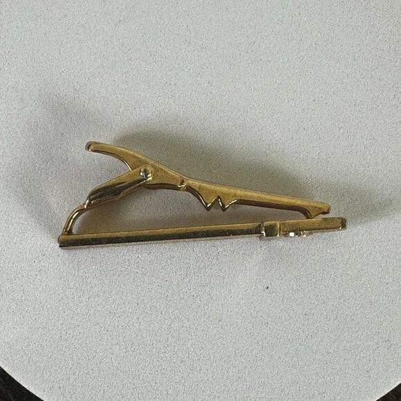 Christian Dior Tie Clasp Bar Clip Tack Necktie Logo Gold Toned Authentic - Picture 6 of 7